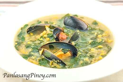Corn-Soup-with-Mussels-and-Malunggay-RecipegydF4y2Ba